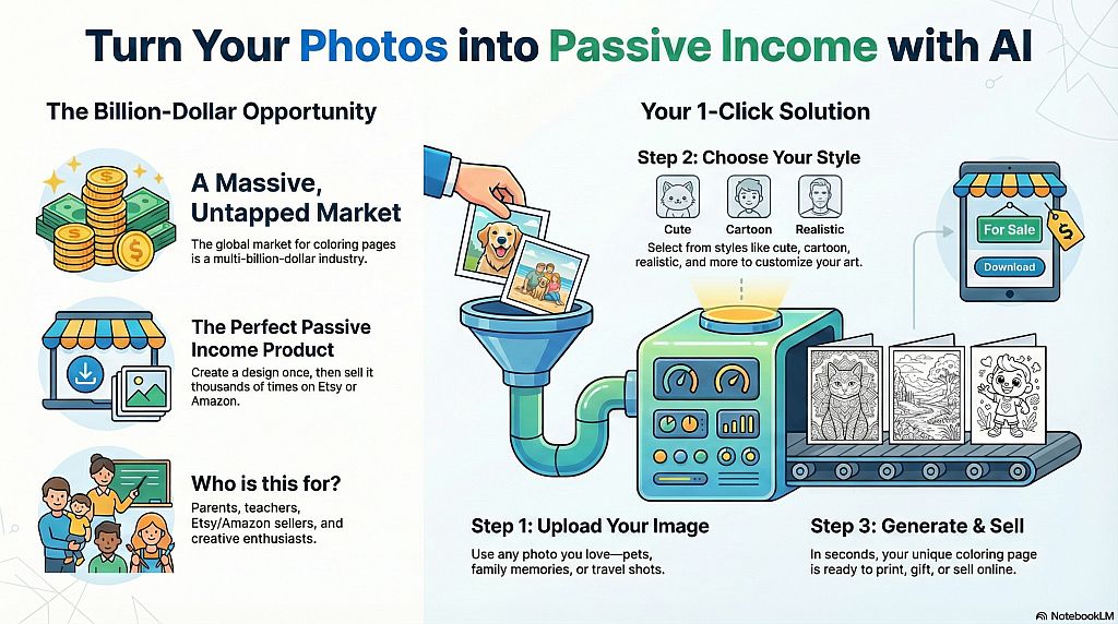 Photos to Line Art Generator Product Infographic Photos to Line Art AI Generator Product Image