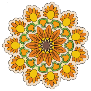 Daisy Mandala Image Colored in Autumn Colors